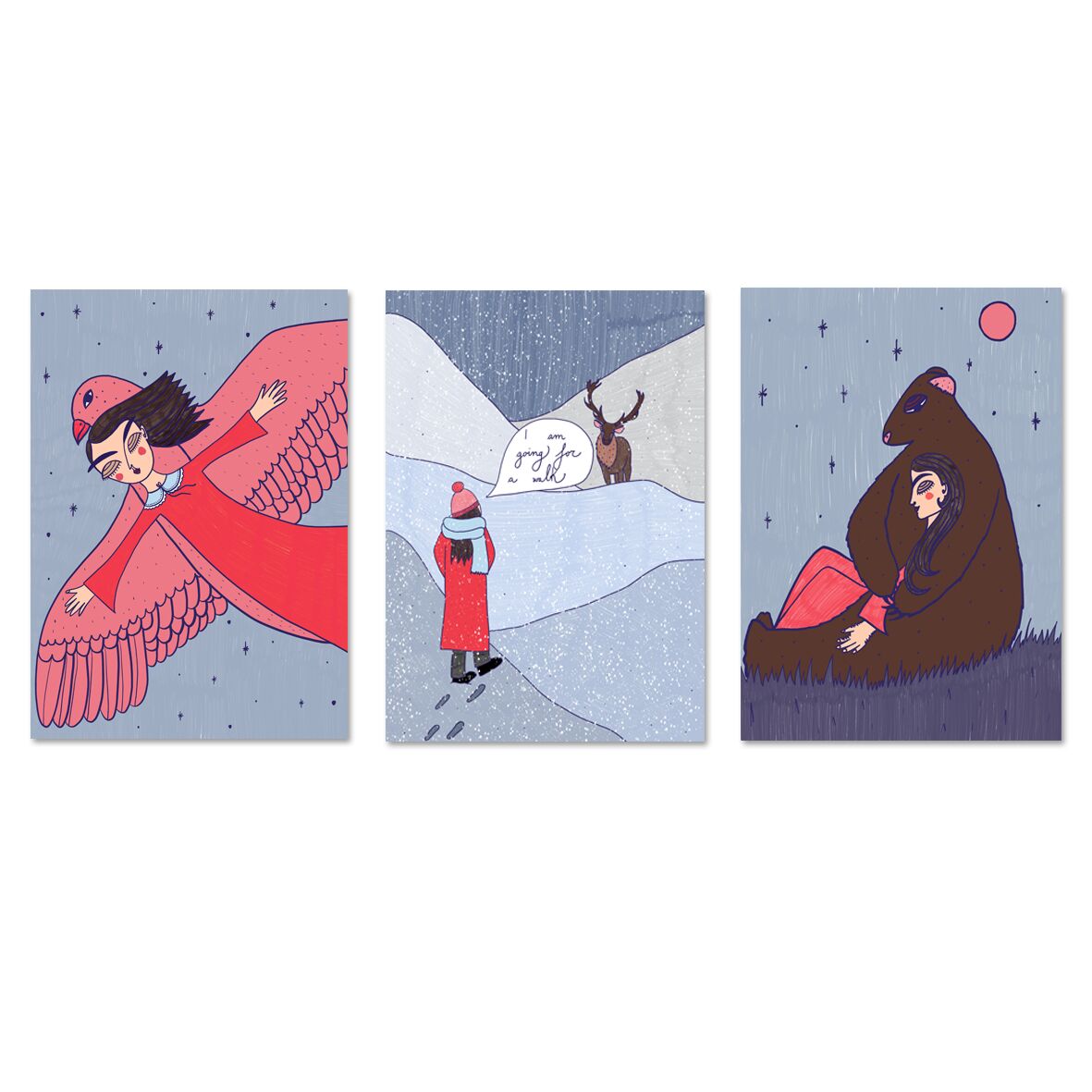 Winter Hug (Pack of 3 prints)